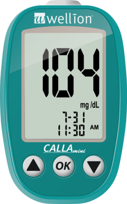 Sie sehen eine Packung WELL905M Wellion CALLA Mini EVP mg/dl, Produktbild: 02 WELL905M Wellion CALLA Mini EVP mg/dl, A-Nr.: 4238891 - 02