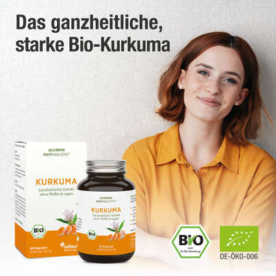 Bio Kurkuma Kapseln – 40-fache Bioverfügbarkeit ohne Pfeffer – 100% natürliches Vollspektrum Kurkuma, A-Nr.: 5036847 - 02