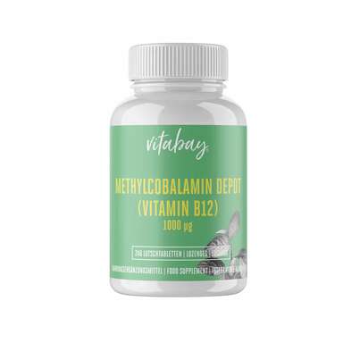 Sie sehen eine Packung Vitabay Vitamin B12 1000 mcg Methylcobalamin Lutschtabletten, Produktbild: 01 Vitabay Vitamin B12 1000 mcg Methylcobalamin Lutschtabletten, A-Nr.: 5878463 - 01