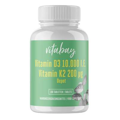 Vitabay Vitamin D3 Depot 10.000 I.E. + Vitamin K2 200 mcg Tabletten, A-Nr.: 5878500 - 01