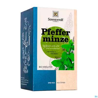 Sie sehen eine Packung Sonnentor Tee/bio Pfefferminze Beutel 02215 18st, Produktbild: 06 Sonnentor Tee/bio Pfefferminze Beutel 02215 18st, A-Nr.: 4307474 - 06