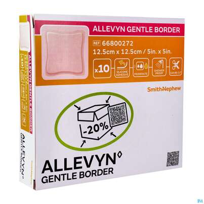 Wundauflagen Allevyn Gentle Border Haftend +silikonkleber 12,5x12,5cm 10st, A-Nr.: 3748087 - 02