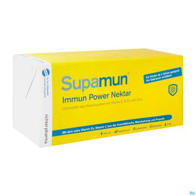 Sie sehen eine Packung Supamun Immun Powernektar Kids 500ml, Produktbild: 02 Supamun Immun Powernektar Kids 500ml, A-Nr.: 5197906 - 02