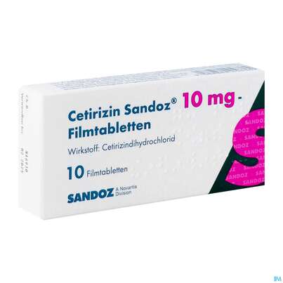 Cetirizin-sandoz Filmtabl 10mg 10st, A-Nr.: 2456365 - 02