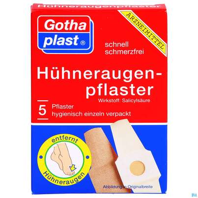 Sie sehen eine Packung Huehneraugen Pflaster Cornplast 2x 6cm 5st, Produktbild: 01 Huehneraugen Pflaster Cornplast 2x 6cm 5st, A-Nr.: 2489347 - 01