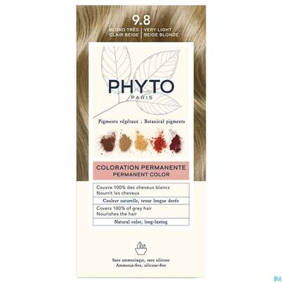Sie sehen eine Packung Phytocolor 9.8 Sehr Helles Beigeblond 1st, Produktbild: 01 Phytocolor 9.8 Sehr Helles Beigeblond 1st, A-Nr.: 5476440 - 01