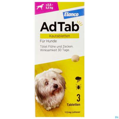 Adtab F Hunde Kautabl 112mg (2,5-5,5kg) 3st, A-Nr.: 5530599 - 01