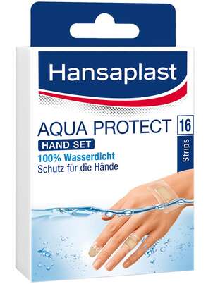 Sie sehen eine Packung Hansaplast Aqua Protect Hand Set., Produktbild: 01 Hansaplast Aqua Protect Hand Set., A-Nr.: 3605436 - 01
