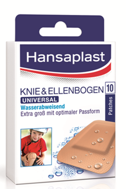 Sie sehen eine Packung Hansaplast Universal Knie&Ellen-bogen wasserabweisend, Produktbild: 01 Hansaplast Universal Knie&Ellen-bogen wasserabweisend, A-Nr.: 4174151 - 01