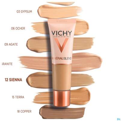 Sie sehen eine Packung Vichy Mineralblend Fluid 12 Sienna 30ml, Produktbild: 11 Vichy Mineralblend Fluid 12 Sienna 30ml, A-Nr.: 5045243 - 11