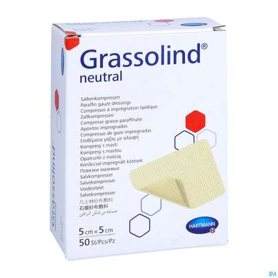 Kompressen Grassolind Neutral Salbenkompresse Steril 5x 5cm 50st, A-Nr.: 2368201 - 02