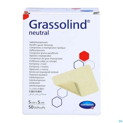 Kompressen Grassolind Neutral Salbenkompresse Steril 5x 5cm 50st, A-Nr.: 2368201 - 06