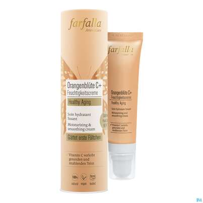 Sie sehen eine Packung Farfalla Orangenbluete C+ Healthy Aging Feuchtigkeitscreme 30ml, Produktbild: 01 Farfalla Orangenbluete C+ Healthy Aging Feuchtigkeitscreme 30ml, A-Nr.: 5715778 - 01