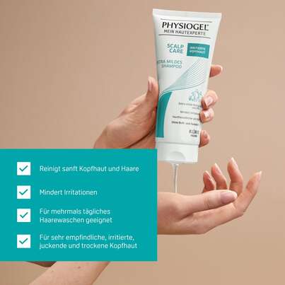 PHYSIOGEL® Scalp Care Extra Mildes Shampoo für irritierte und sehr empfindliche Kopfhaut, A-Nr.: 5419525 - 02