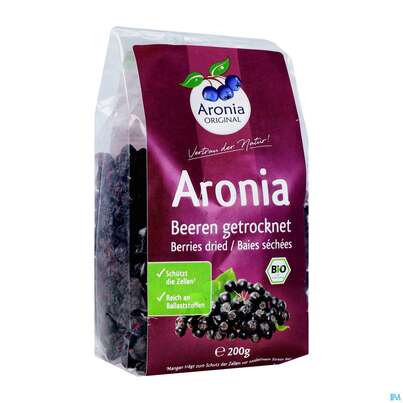 Sie sehen eine Packung Aronia Original Bio Aroniabeeren Getrocknet O.zucker & Ungeschwef. 200g, Produktbild: 04 Aronia Original Bio Aroniabeeren Getrocknet O.zucker & Ungeschwef. 200g, A-Nr.: 4137316 - 04