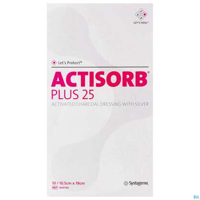 Actisorb/plus 25 Silber -chemomedica Steril/map190 19x 10,5cm 10st, A-Nr.: 4261890 - 01
