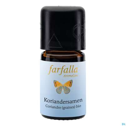Sie sehen eine Packung Aetherische Oele Farfalla Bio Grand Cru Koriandersamen 5ml, Produktbild: 02 Aetherische Oele Farfalla Bio Grand Cru Koriandersamen 5ml, A-Nr.: 4866529 - 02