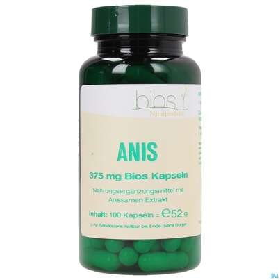 Sie sehen eine Packung Bios Anis 375mg 100 Kapseln, Produktbild: 02 Bios Anis 375mg 100 Kapseln, A-Nr.: 3890655 - 02