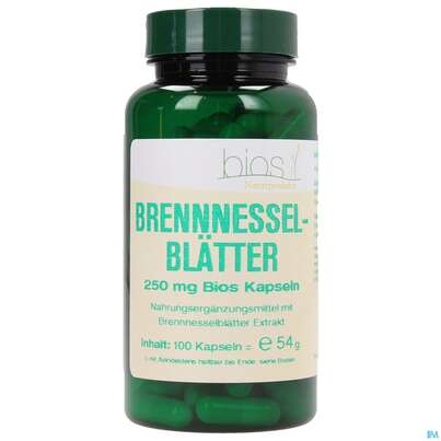Sie sehen eine Packung Bios Brennesselblätter 250mg 100 Kapseln, Produktbild: 02 Bios Brennesselblätter 250mg 100 Kapseln, A-Nr.: 3890827 - 02
