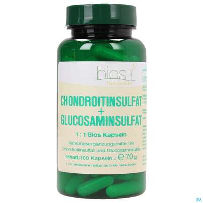 Sie sehen eine Packung Bios Chondroitinsulfat + Glucosaminsulfat 100 Kapseln, Produktbild: 02 Bios Chondroitinsulfat + Glucosaminsulfat 100 Kapseln, A-Nr.: 3890951 - 02