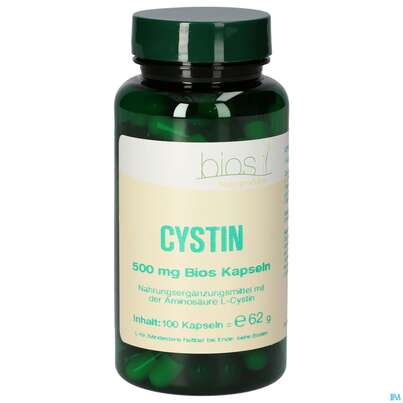 Sie sehen eine Packung Bios Cystin 500mg 100 Kapseln, Produktbild: 01 Bios Cystin 500mg 100 Kapseln, A-Nr.: 4247252 - 01