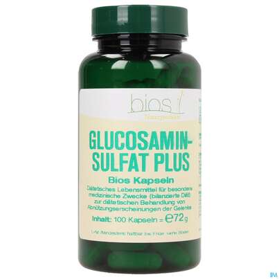 Sie sehen eine Packung Bios Glucosaminsulfat Plus 100 Kapseln, Produktbild: 02 Bios Glucosaminsulfat Plus 100 Kapseln, A-Nr.: 3891330 - 02