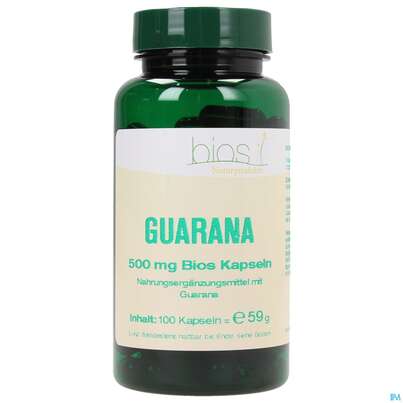 Sie sehen eine Packung Bios Guarana 500mg 100 Kapseln, Produktbild: 02 Bios Guarana 500mg 100 Kapseln, A-Nr.: 3891488 - 02