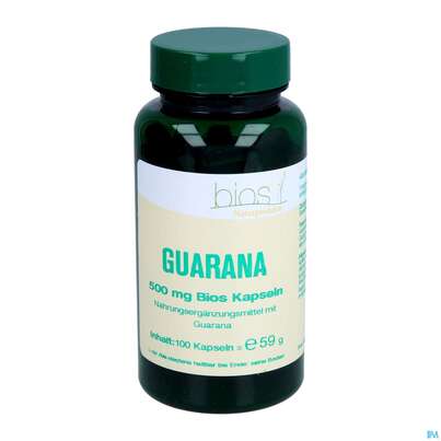 Sie sehen eine Packung Bios Guarana 500mg 100 Kapseln, Produktbild: 03 Bios Guarana 500mg 100 Kapseln, A-Nr.: 3891488 - 03