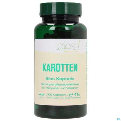 Sie sehen eine Packung Bios Karotten 100 Kapseln, Produktbild: 02 Bios Karotten 100 Kapseln, A-Nr.: 3891761 - 02