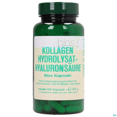 Sie sehen eine Packung Bios Kollagen Hydrolysat-hyaluronsäure 100 Kapseln, Produktbild: 01 Bios Kollagen Hydrolysat-hyaluronsäure 100 Kapseln, A-Nr.: 4246873 - 01