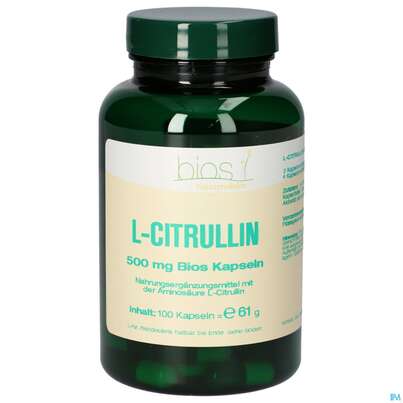 Sie sehen eine Packung Bios l Citrullin 500mg 100 Kapseln, Produktbild: 02 Bios l Citrullin 500mg 100 Kapseln, A-Nr.: 4103470 - 02