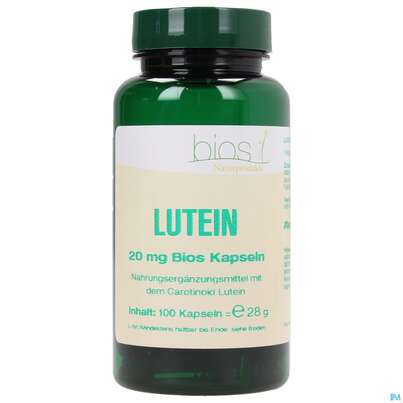 Sie sehen eine Packung Bios Lutein 20mg 100 Kapseln, Produktbild: 02 Bios Lutein 20mg 100 Kapseln, A-Nr.: 3892364 - 02