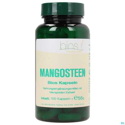 Sie sehen eine Packung Bios Mangosteen 100 Kapseln, Produktbild: 02 Bios Mangosteen 100 Kapseln, A-Nr.: 4185781 - 02
