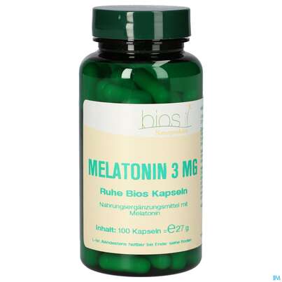 Sie sehen eine Packung Bios Melatonin Ruhe 3mg 100 Kapseln, Produktbild: 01 Bios Melatonin Ruhe 3mg 100 Kapseln, A-Nr.: 4247045 - 01