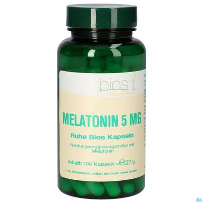 Sie sehen eine Packung Bios Melatonin Ruhe 5mg 100 Kapseln, Produktbild: 01 Bios Melatonin Ruhe 5mg 100 Kapseln, A-Nr.: 4247051 - 01