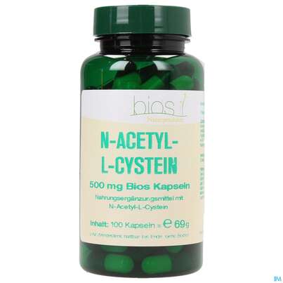 Sie sehen eine Packung Bios N-acetyl-l-cystein 500mg 100 Kapseln, Produktbild: 02 Bios N-acetyl-l-cystein 500mg 100 Kapseln, A-Nr.: 3892559 - 02