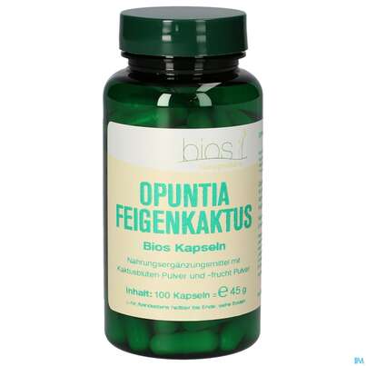 Sie sehen eine Packung Bios Opuntia Feigenkaktus 100 Kapseln, Produktbild: 02 Bios Opuntia Feigenkaktus 100 Kapseln, A-Nr.: 3892631 - 02