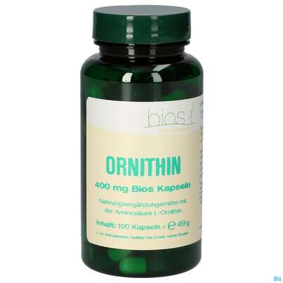 Sie sehen eine Packung Bios Ornithin 400mg 100 Kapseln, Produktbild: 01 Bios Ornithin 400mg 100 Kapseln, A-Nr.: 4247111 - 01