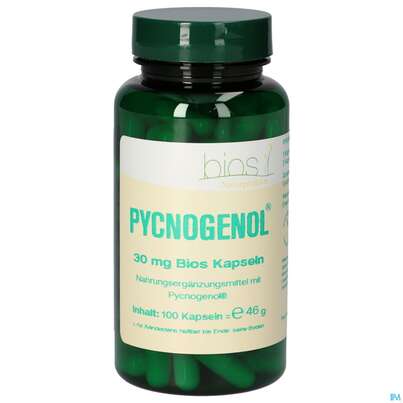 Sie sehen eine Packung Bios Pycnogenol® 30mg 100 Kapseln, Produktbild: 02 Bios Pycnogenol® 30mg 100 Kapseln, A-Nr.: 3892737 - 02