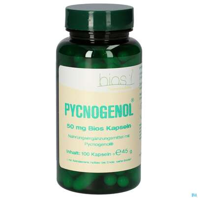 Sie sehen eine Packung Bios Pycnogenol® 50mg 100 Kapseln, Produktbild: 02 Bios Pycnogenol® 50mg 100 Kapseln, A-Nr.: 3892766 - 02