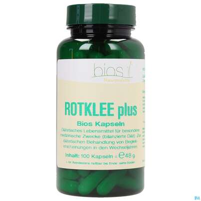 Sie sehen eine Packung Bios Rotklee Plus 100 Kapseln, Produktbild: 02 Bios Rotklee Plus 100 Kapseln, A-Nr.: 3893062 - 02