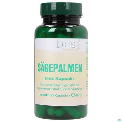 Sie sehen eine Packung Bios Sägepalmen 100 Kapseln, Produktbild: 02 Bios Sägepalmen 100 Kapseln, A-Nr.: 3893079 - 02