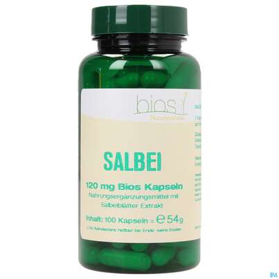 Sie sehen eine Packung Bios Salbei 120mg 100 Kapseln, Produktbild: 02 Bios Salbei 120mg 100 Kapseln, A-Nr.: 3893085 - 02