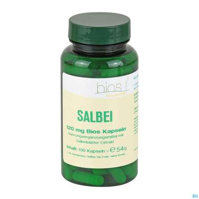 Sie sehen eine Packung Bios Salbei 120mg 100 Kapseln, Produktbild: 03 Bios Salbei 120mg 100 Kapseln, A-Nr.: 3893085 - 03