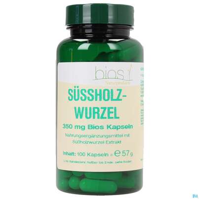 Sie sehen eine Packung Bios Süssholzwurzel 350mg 100 Kapseln, Produktbild: 02 Bios Süssholzwurzel 350mg 100 Kapseln, A-Nr.: 3893240 - 02