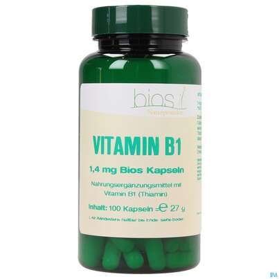 Sie sehen eine Packung Bios Vitamin B1 1,4mg 100 Kapseln, Produktbild: 02 Bios Vitamin B1 1,4mg 100 Kapseln, A-Nr.: 3893412 - 02