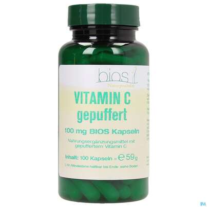 Sie sehen eine Packung Bios Vitamin C Gepuffert 100mg 100 Kapseln, Produktbild: 02 Bios Vitamin C Gepuffert 100mg 100 Kapseln, A-Nr.: 3893547 - 02