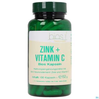 Sie sehen eine Packung Bios Zink + Vitamin C 100 Kapseln, Produktbild: 02 Bios Zink + Vitamin C 100 Kapseln, A-Nr.: 3893702 - 02