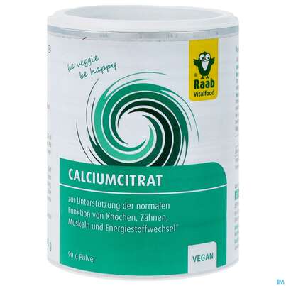 Sie sehen eine Packung Calcium Citrat Pulver Raab Vegan Glutenfrei Lactosefrei 90g, Produktbild: 01 Calcium Citrat Pulver Raab Vegan Glutenfrei Lactosefrei 90g, A-Nr.: 4766710 - 01