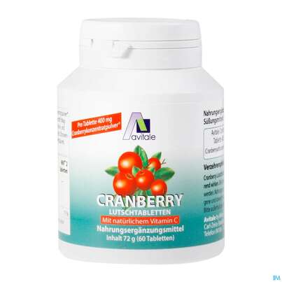 Sie sehen eine Packung Cranberry Lutschtabl Avi 60st, Produktbild: 07 Cranberry Lutschtabl Avi 60st, A-Nr.: 3831121 - 07